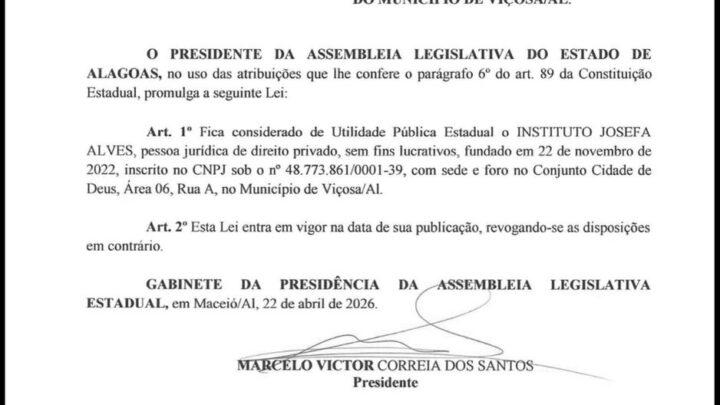 Instituto Josefa Alves conquista título de utilidade pública estadual em Alagoas